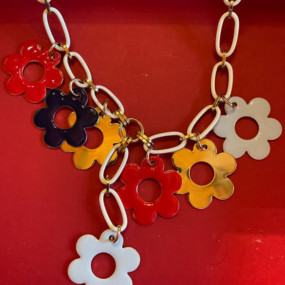 Tova enamel Colorful Flower Charm Link Necklace - Women's Multicolor Pendant